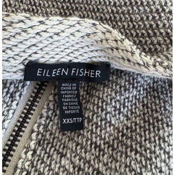 EILEEN FISHER Organic Cotton Terry Moto Jacket Zip Front Gray Ash Chic Biker XXS - Picture 4 of 10